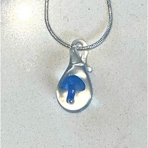 Blown glass mushroom necklace